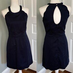 NWT‎ Lauren James Landry Solid Navy 100% Cotton Dress Medium